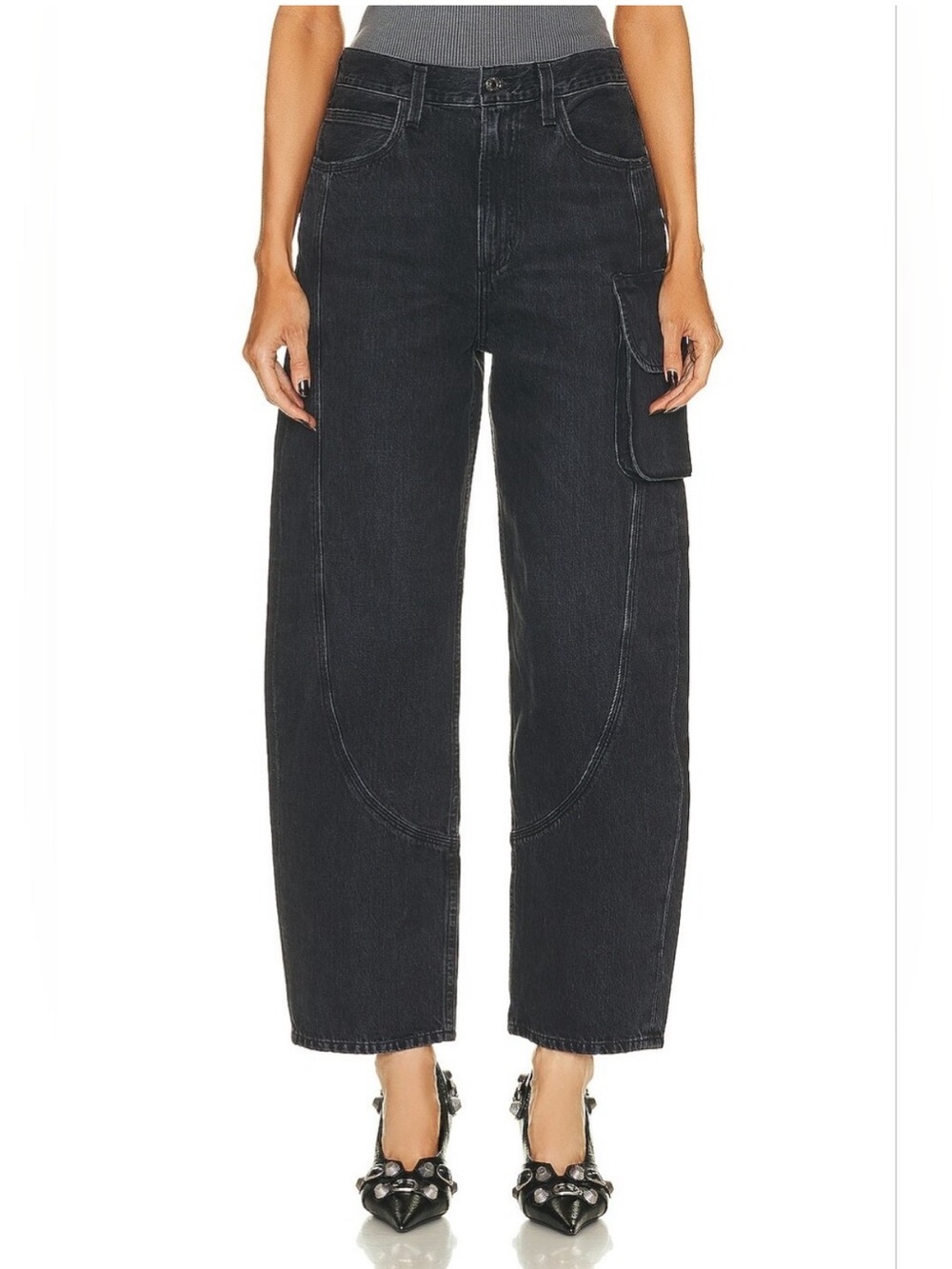 Agolde Jeans Cass Baggy Cargo in Doom Black